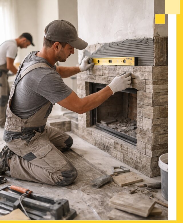 Облицовка каминов в Благовещенске, монтаж и отделка натуральным камнем