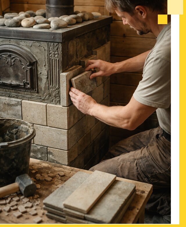 Облицовка банных печей в Благовещенске профессиональная отделка