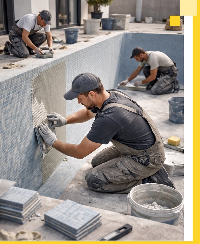 Облицовка бассейнов в Благовещенске плитка мозаика гидроизоляция