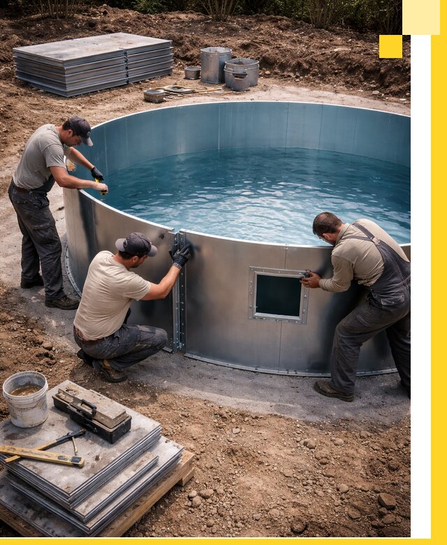 Круглые бассейны под ключ в Благовещенске проектирование и монтаж