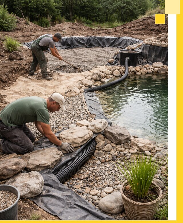 Строительство природных бассейнов и озер в Благовещенске под ключ