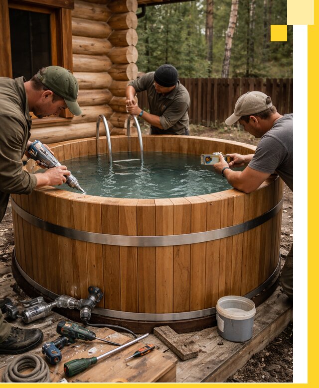 Строительство бань с купелью под ключ и отделкой в Благовещенске