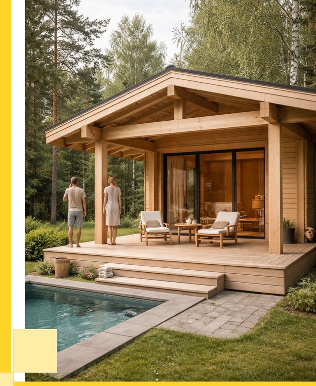 Бани с террасой под ключ в Благовещенске от 623160 р. | ЭриданБгв