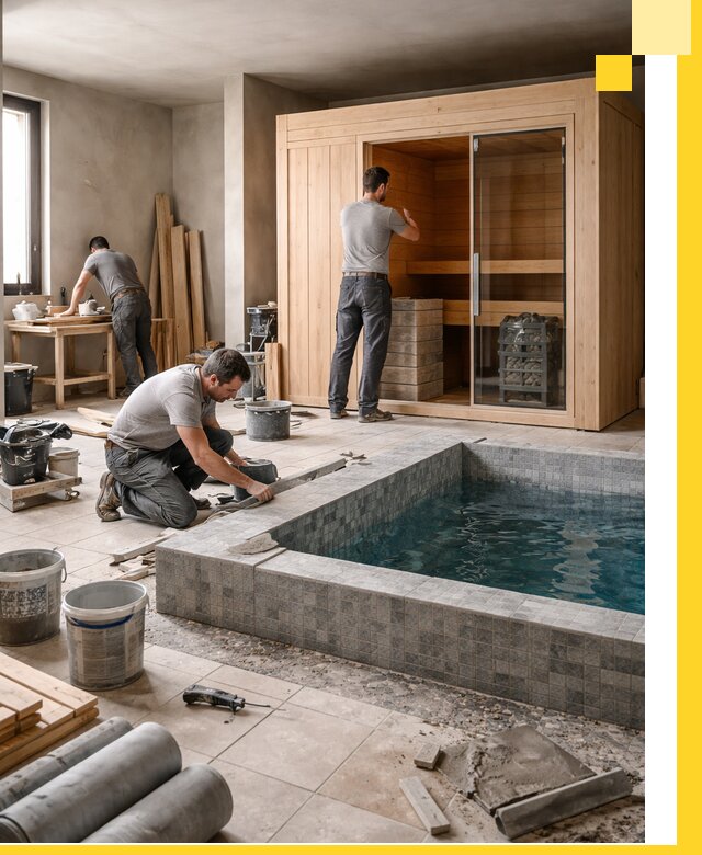 SPA зоны под ключ с бассейном сауной и печью в Благовещенске